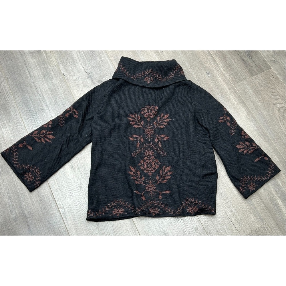 Peruvian Connection Sweater Womens M Black Alpaca Blend Lagenlook Artisan Boho